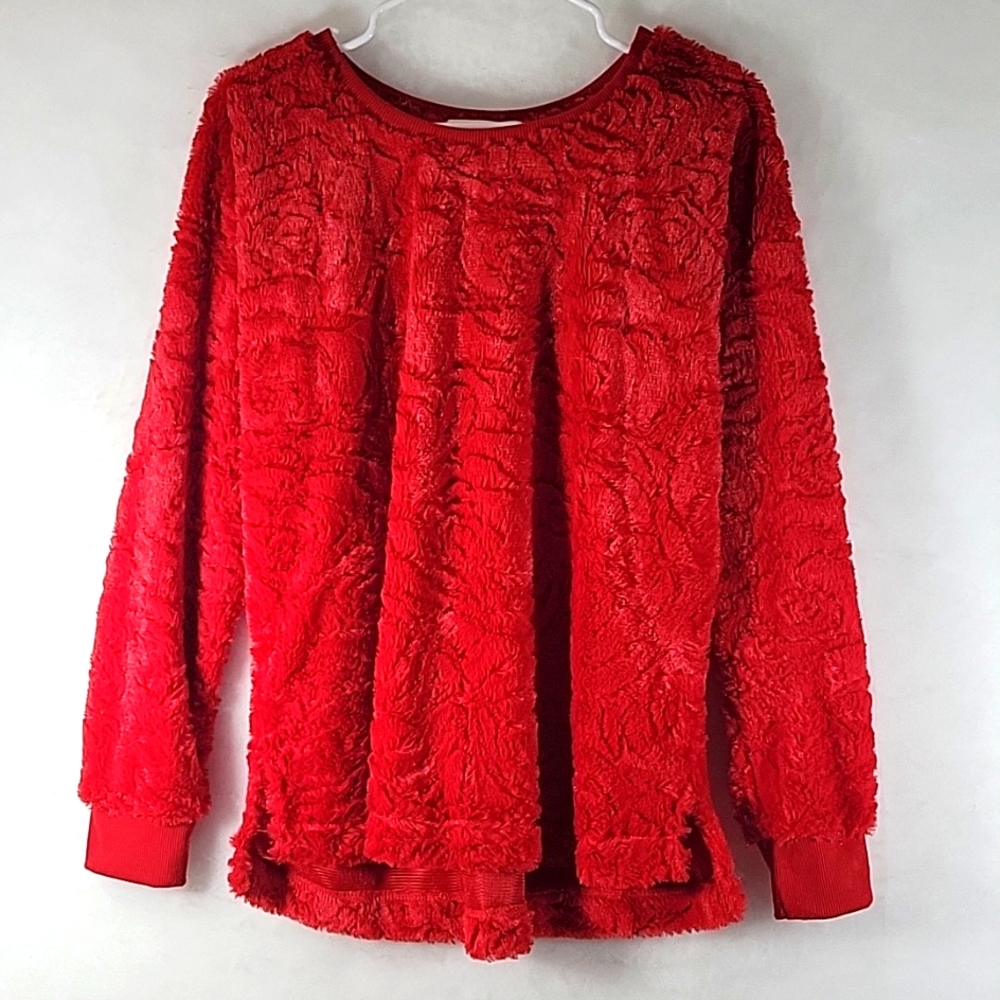 Fair Haven Rose Pattern Fuzzy Swestshirt Size L